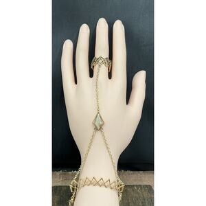 Barse Sabra Hand Chain & Ring-8.25- Indian Opal-Bronze- NWT
